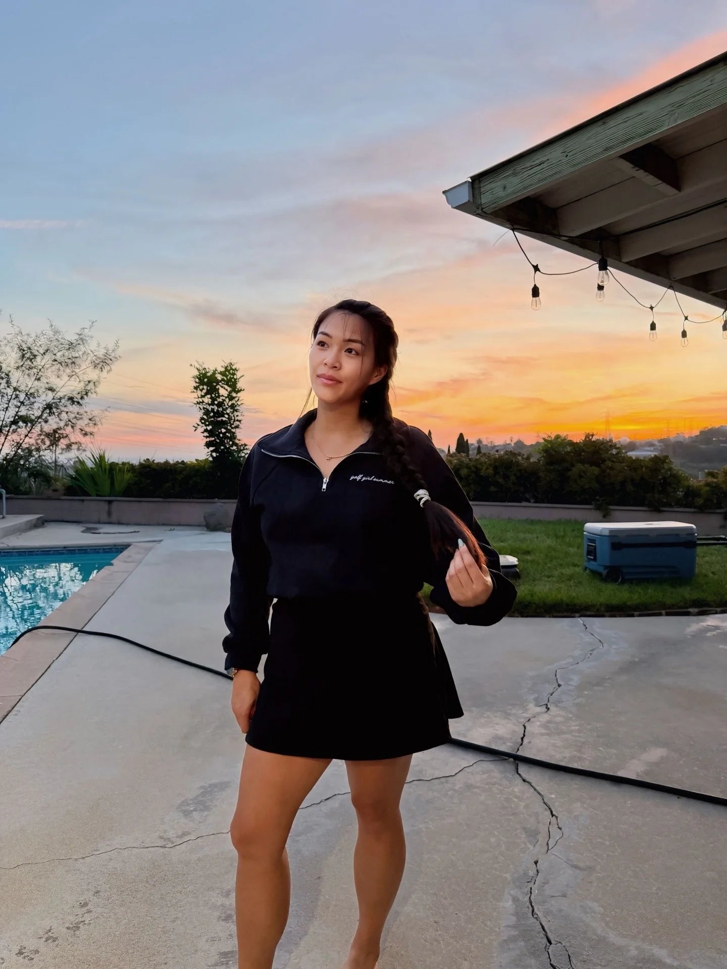 Embroidered 3/4 Zip Sweater